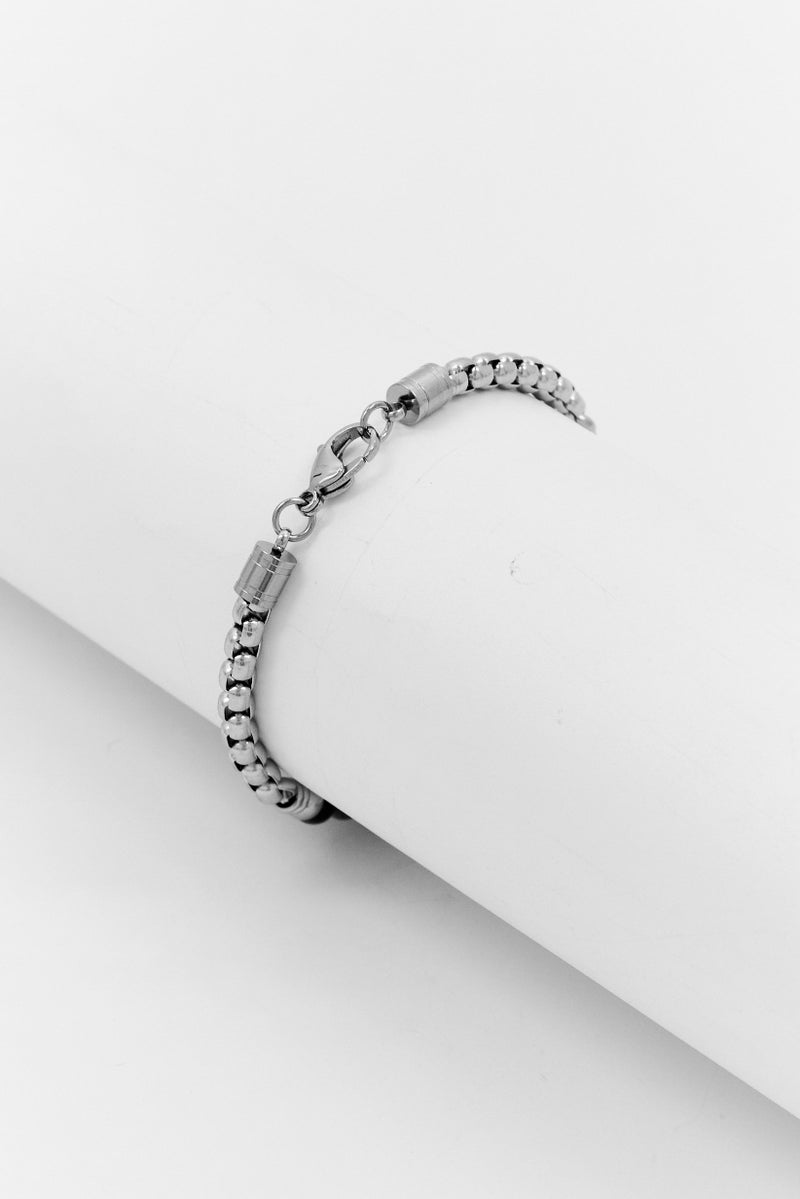 Steeltime Men Curb Chain And Agate Stones With Lion Charm Bracelet, Grey - Image 2